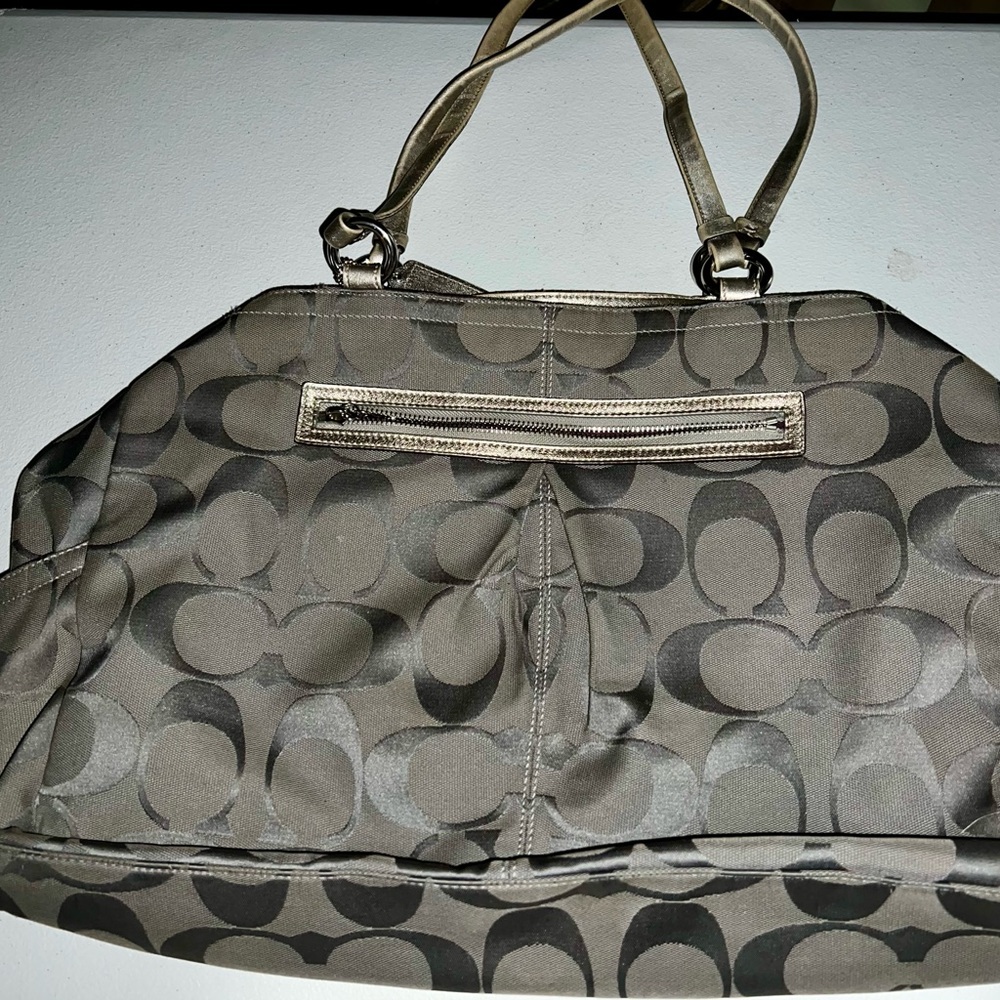 Coach Black and Gray Signature Shoulder Bag